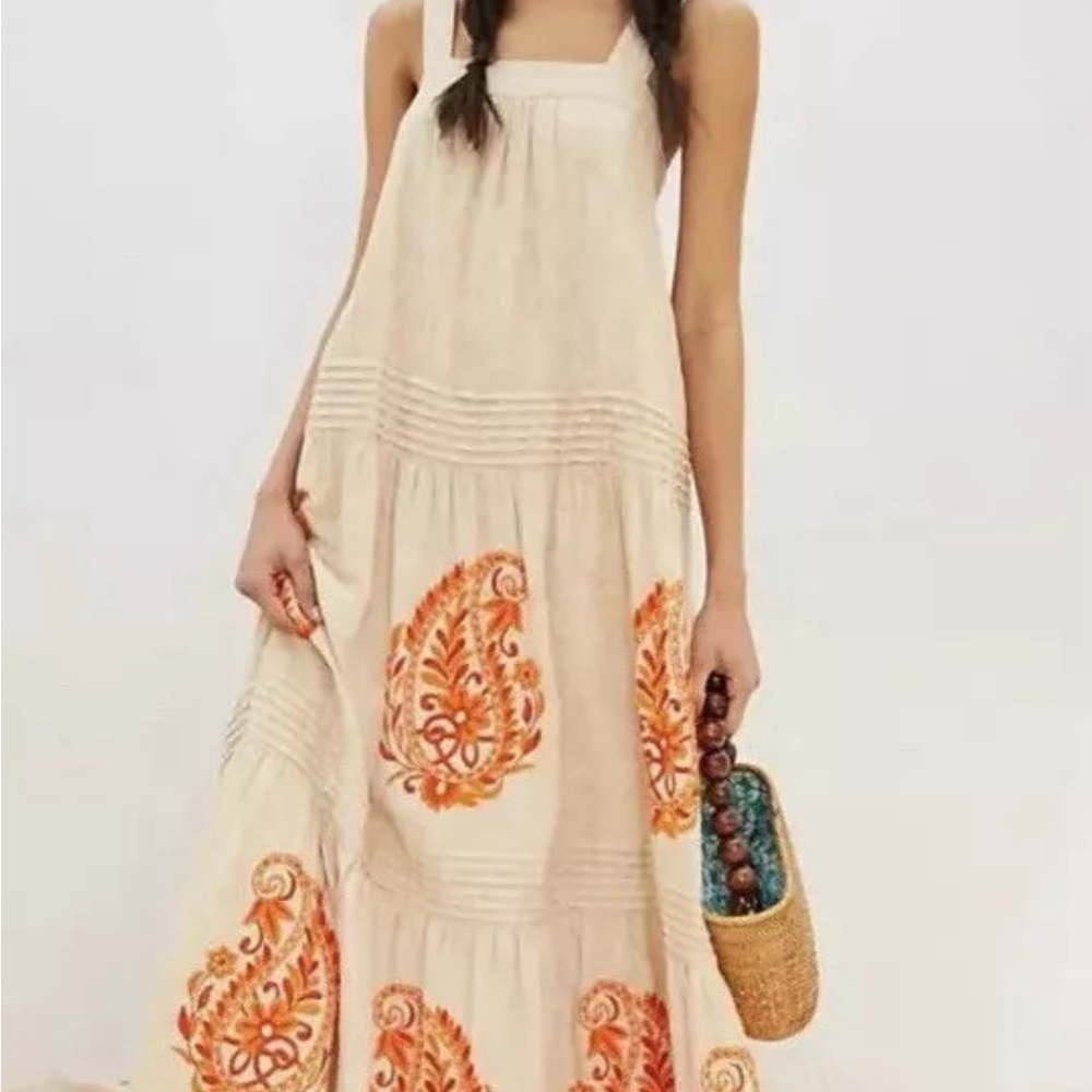 Anthropologie Felicity Embroidered Dress Size M